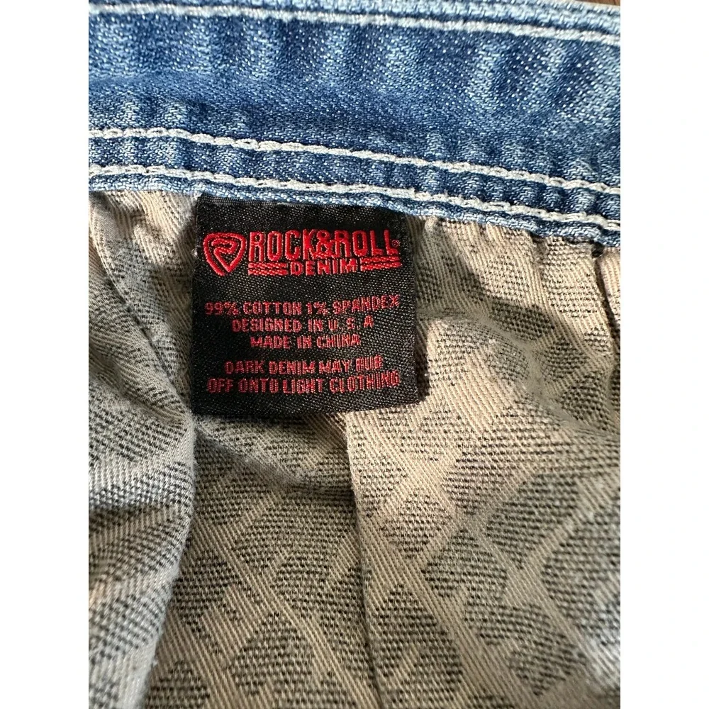 Rock and Roll Denim Revolver Straight Jeans Mens 33x32 Blue Slim Fit Western